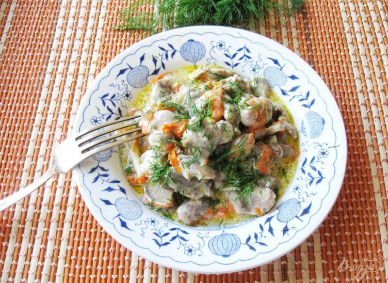 Вкусные тушеные куриные желудки