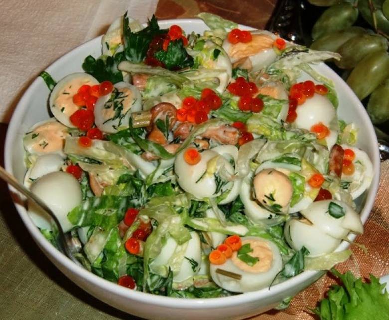 Салат с перепелиными яйцами — пошаговый рецепт с фото
