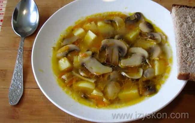 Рецепты супов с консервированными шампиньонами