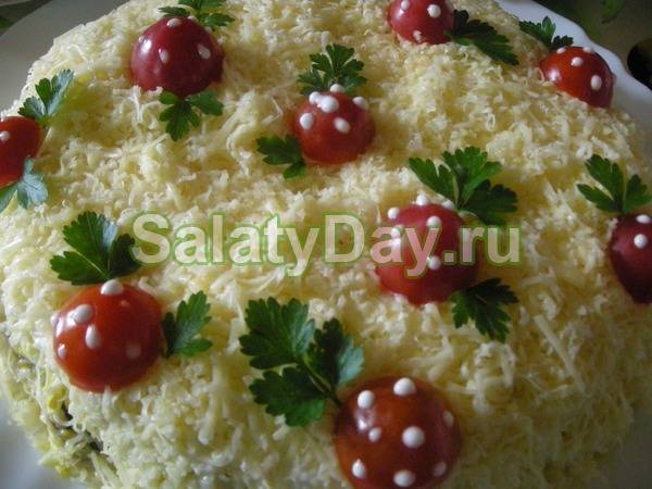 Салат грибная полянка с шампиньонами рецепт с фото