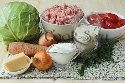 Тушеная капуста с фаршем