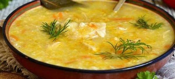 Куриный суп с пшеном и грибами