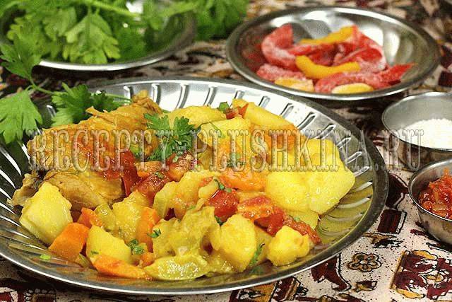 Овощное рагу с курицей