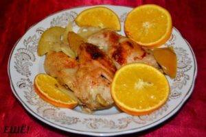 Курица запеченная с апельсинами в духовке