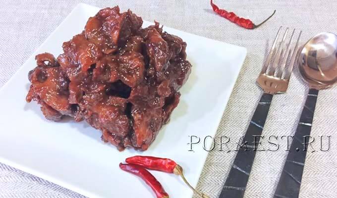 Вкусные тушеные куриные желудки