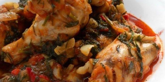 Чахохбили из курицы в мультиварке скороварке
