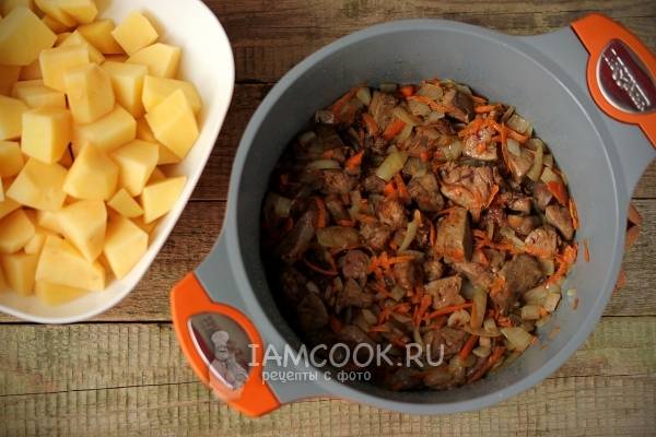 Куриные сердечки с картошкой