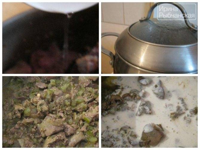 Куриная печень жареная с луком на сковороде