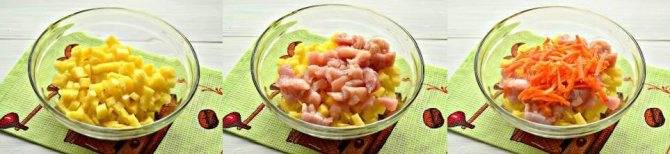 Курники из слоёного теста с курицей и картошкой