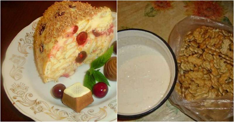Торт из зефира без выпечки с фруктами, ягодами и орехами