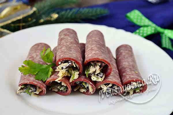 Рулетики из ветчины с сыром и чесноком рецепт с фото пошагово как сделать