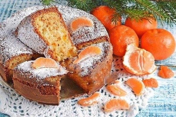 Пирог с мандаринами в духовке, на сковороде