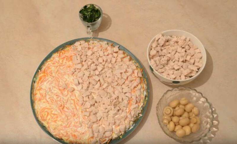 Салат грибная полянка с шампиньонами рецепт с фото