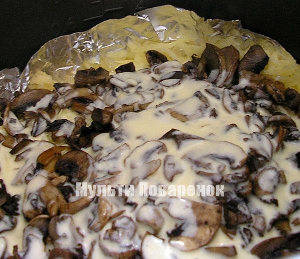 Картофельная запеканка с грибами в духовке