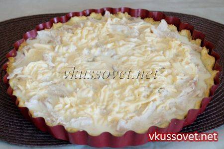 Киш с курицей, грибами и брокколи