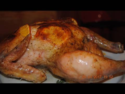 Курица запеченная с апельсинами в духовке