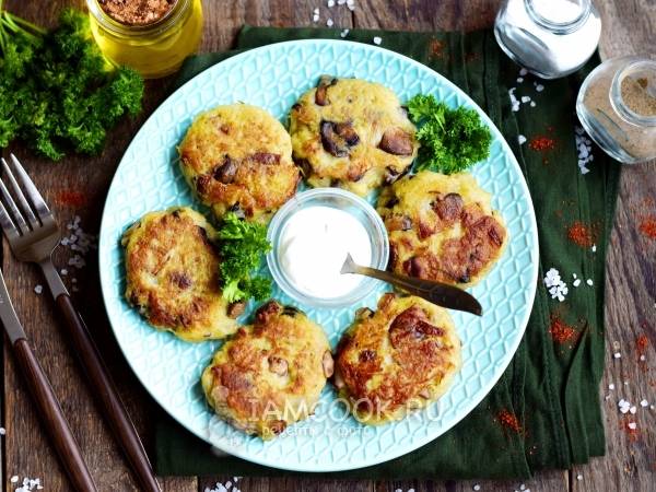 Картофельные драники с грибами