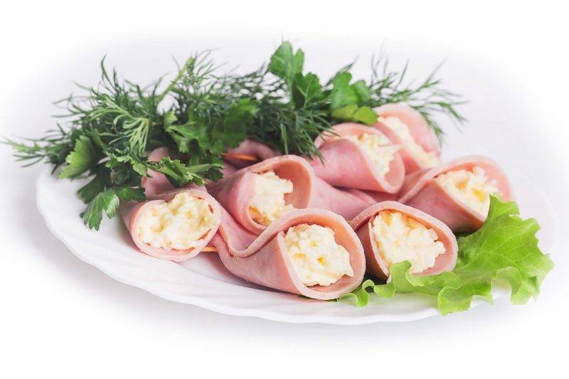 Рулетики из ветчины с сыром и чесноком рецепт с фото пошагово как сделать