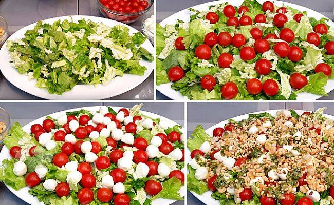 Классический салат цезарь с креветками