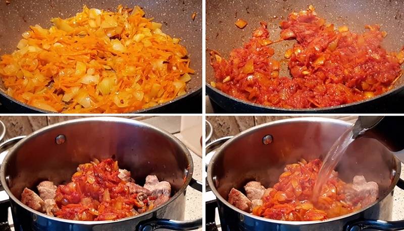 Подливка из свинины: с луком, томатом, сметаной, мукой, бефстроганов