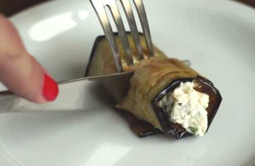 Рулетики из баклажанов с сыром и чесноком