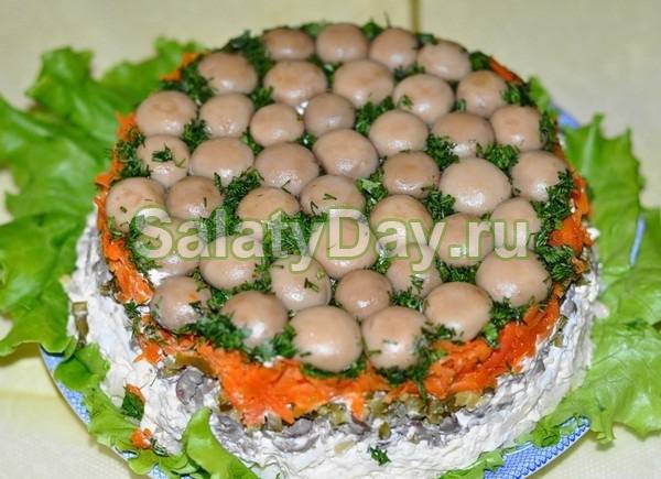 Салат грибная полянка с шампиньонами рецепт с фото