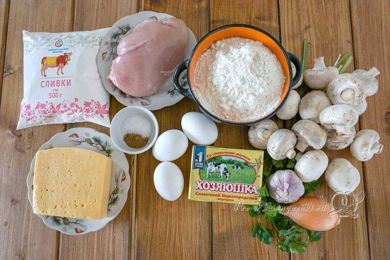 Киш с курицей, грибами и брокколи