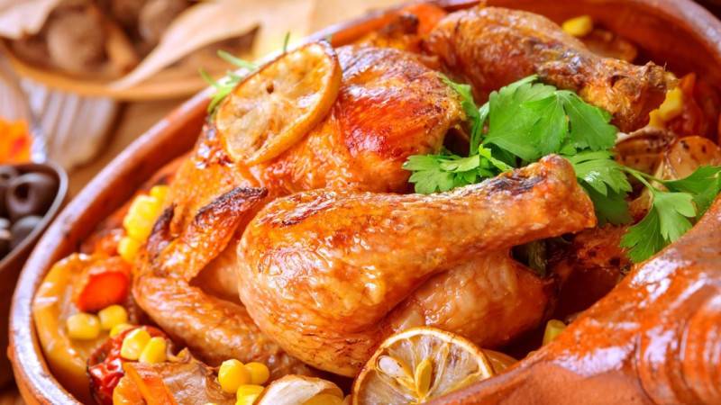 Курица запеченная с апельсинами в духовке