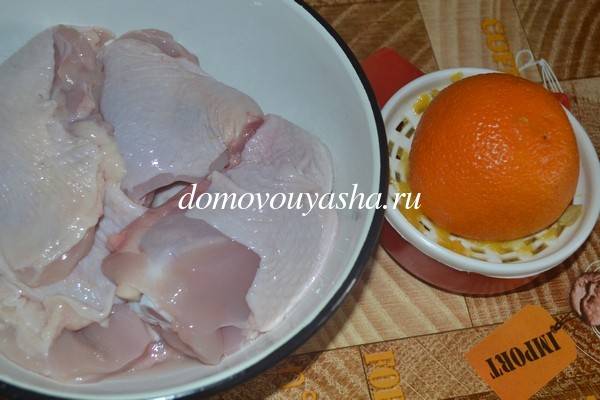 Курица запеченная с апельсинами в духовке