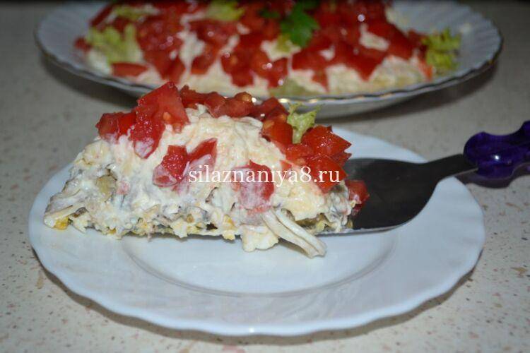 Салат с куриной печенью