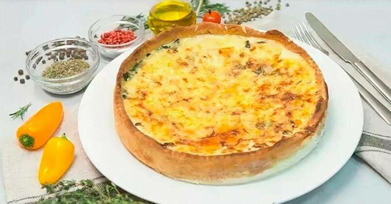 Киш с курицей, грибами и брокколи