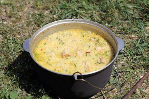 Куриный суп с пшеном и грибами